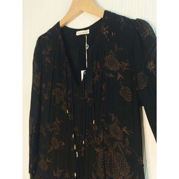 ULLA JOHNSON Varanasi Black Floral Long Sleeve Cotton Maxi Dress NWT US 4 - Picture 11 of 16